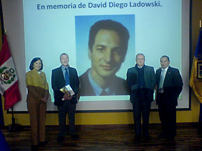 Israeli Ambassador Victor Harel visiting Auditorium named after David Diego Ladowski, in Lima, Peru